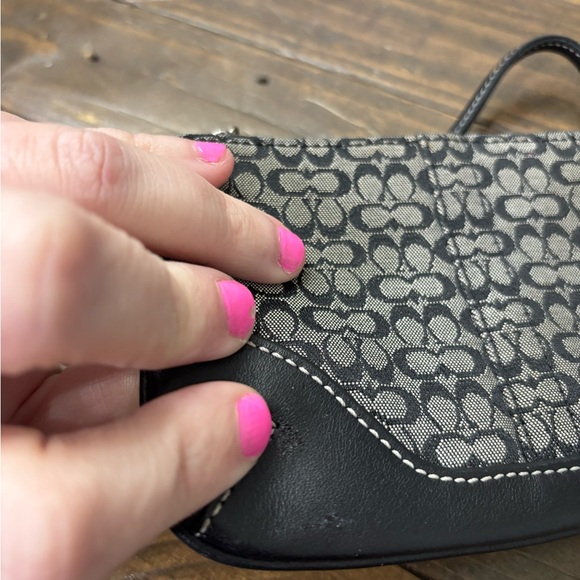 Coach Signature C Jacquard Print Leather Trim Wristlet - Picture 9 of 9